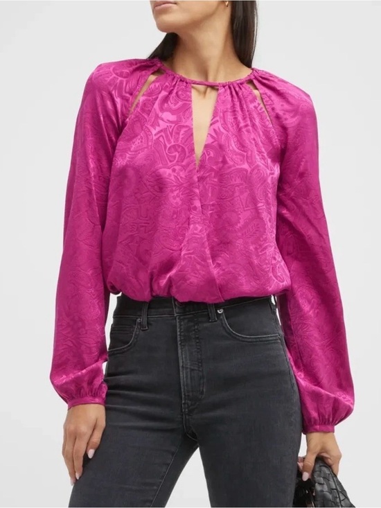 Veronica Beard Tops - Veronica Beard Sionne Printed Surplice Blouse Magenta Pink NWT Size 4